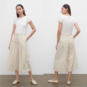 Club Monaco Cream and Blue Striped A-Line Culottes Size 8